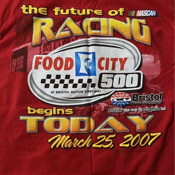 VTG NASCAR Bristol Motor Speedway AOP Y2K 90s Graphic T Shirt Double Sided Large - Picture 4 of 5